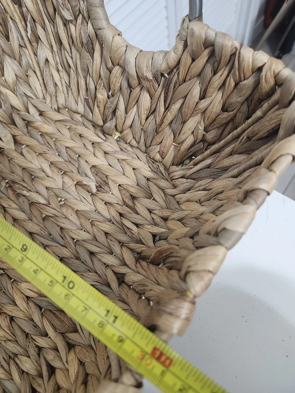 Woven Seagrass Serving Tray Basket with Metal Handles - Natural Tan